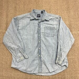 Vintage Gap Denim Button Up Shirt Mens XL Blue 1990s Long Sleeve USA